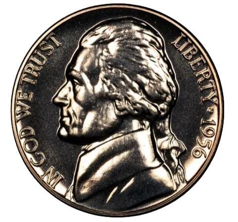 1956 P&D Jefferson Nickel - Choose by Grade and Mint - Denver Mint, Philadelphia Mint - 1956 Nickel