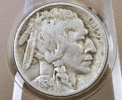 1924-S Buffalo Nickel - Fine Grade / Condition; Key Date - S Mint 1924 Nickel Indian Head Nickel 1924 S - Rare Coin, Low Mintage