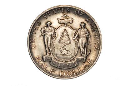 1920 Maine Centennial Half Dollar - AU (Toned) - State of Maine Silver Commemorative Half Dollar 1920, Scarce