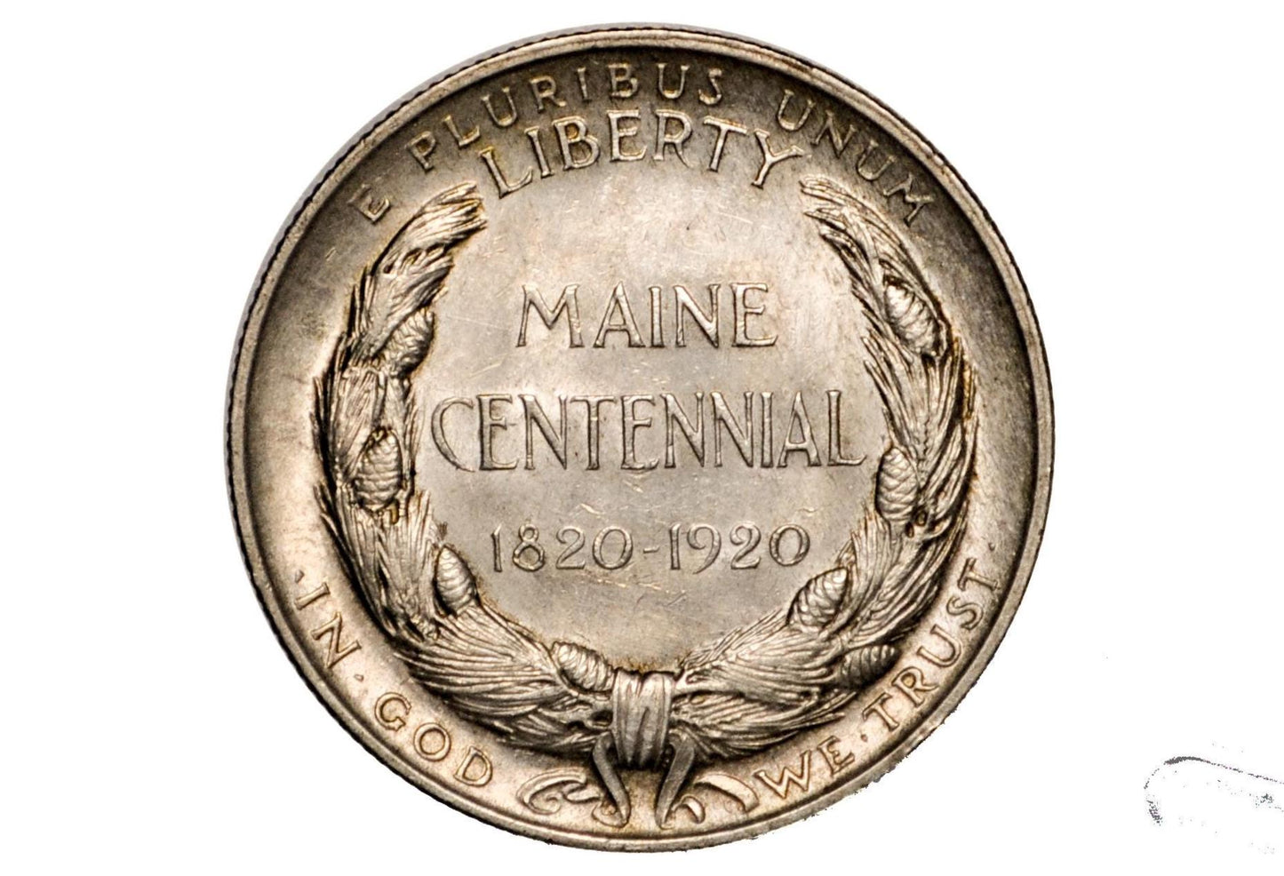 1920 Maine Centennial Half Dollar - AU (Toned) - State of Maine Silver Commemorative Half Dollar 1920, Scarce