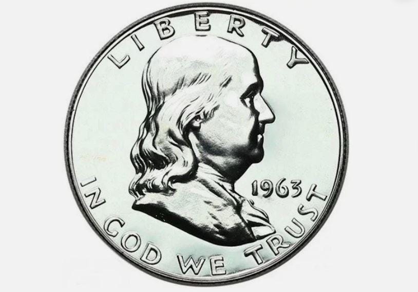 1963 P&D Franklin Half Dollar - Choose By Grade and Mint - Denver Mint - 1963 P Silver Half Dollar 1963 D Franklin Half Dollar 1963 P