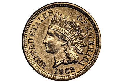 1862 Indian Head Penny - Choose by Grade - Good Early Date - 1862 Indian Head Cent 1862 One Cent - Civil War Era Cent