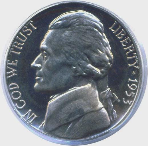 1953 Jefferson Nickel, PDS, Choose by Mint Mark and Grade - Nickel 1953 S Jefferson, Nickel 1953 P Jefferson, Nickel 1953 S Jefferson