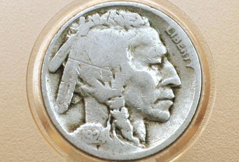 1924-S Buffalo Nickel - Fine Grade / Condition; Key Date - S Mint 1924 Nickel Indian Head Nickel 1924 S - Rare Coin, Low Mintage