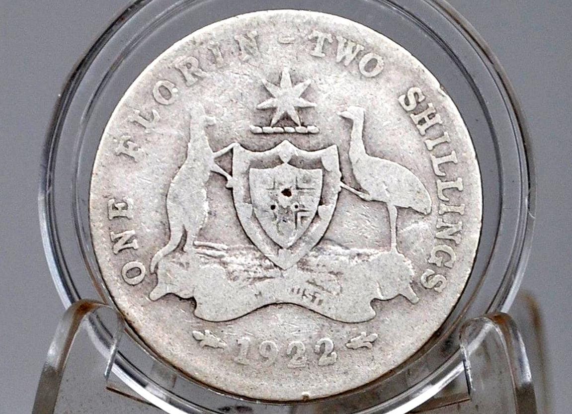 Rarer 1922 One Florin/Two Shillings Australia - G/VG Condition - King George V - Australian One Florin 1922