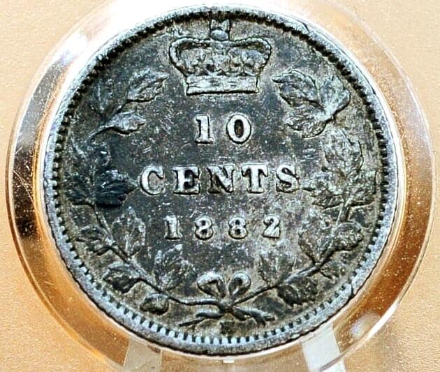 1882 Canadian Ten Cent - VF (Very Fine) Grade / Condition - 10 Cent Canada 1882 10 Cent Silver - Queen Victoria, Low Mintage Coin