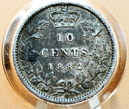 1882 Canadian Ten Cent - VF (Very Fine) Grade / Condition - 10 Cent Canada 1882 10 Cent Silver - Queen Victoria, Low Mintage Coin