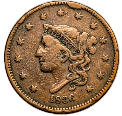 1836 Matron Head Large Cent - Choose by Grade / Coin - 1836 Liberty Head Cent - 1836 One Cent - Modified Matron Head 1835 to 1839