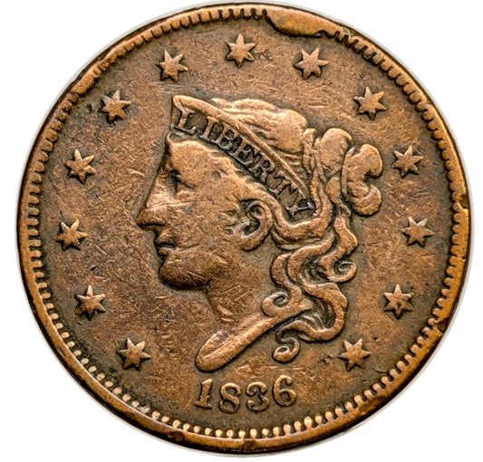 1836 Matron Head Large Cent - Choose by Grade / Coin - 1836 Liberty Head Cent - 1836 One Cent - Modified Matron Head 1835 to 1839