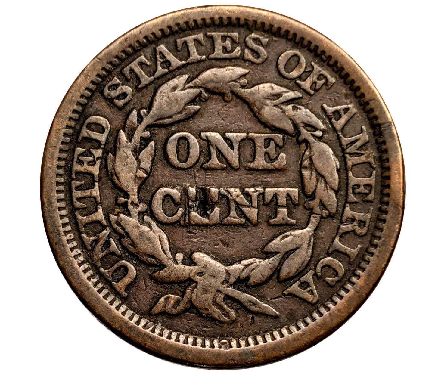 1851 Brothel Token Made From U.S. Large Cent "ONE C*NT" - Initials on the obverse