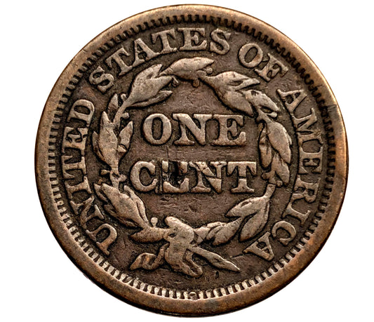 1851 Brothel Token Made From U.S. Large Cent "ONE C*NT" - Initials on the obverse