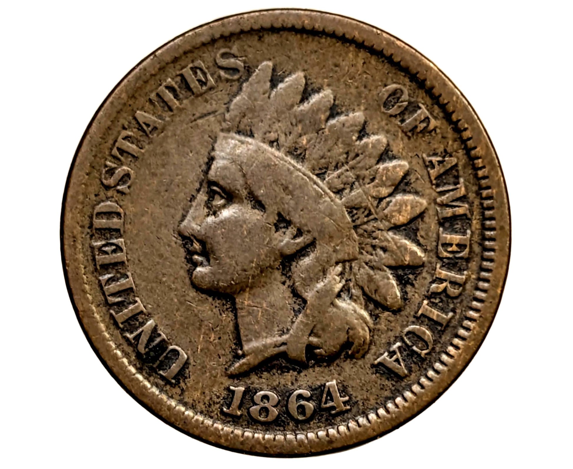 1864-L Indian Head Penny Bronze - Fine Details, Prior Corrosion - 1864 L Cent - Bronze Variety, L - Incredible Obverse, Affordable Coin