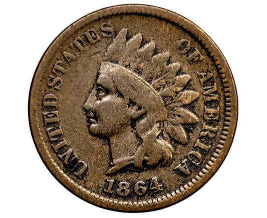 1864-L Indian Head Penny Bronze - Fine Details, Prior Corrosion - 1864 L Cent - Bronze Variety, L - Incredible Obverse, Affordable Coin