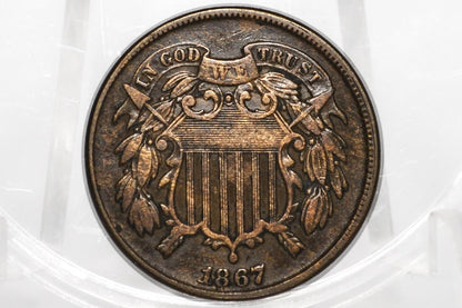 1867 Two Cent US Coin - Choose by Grade / Condition - Civil War Era - 2 Cent Piece 1867