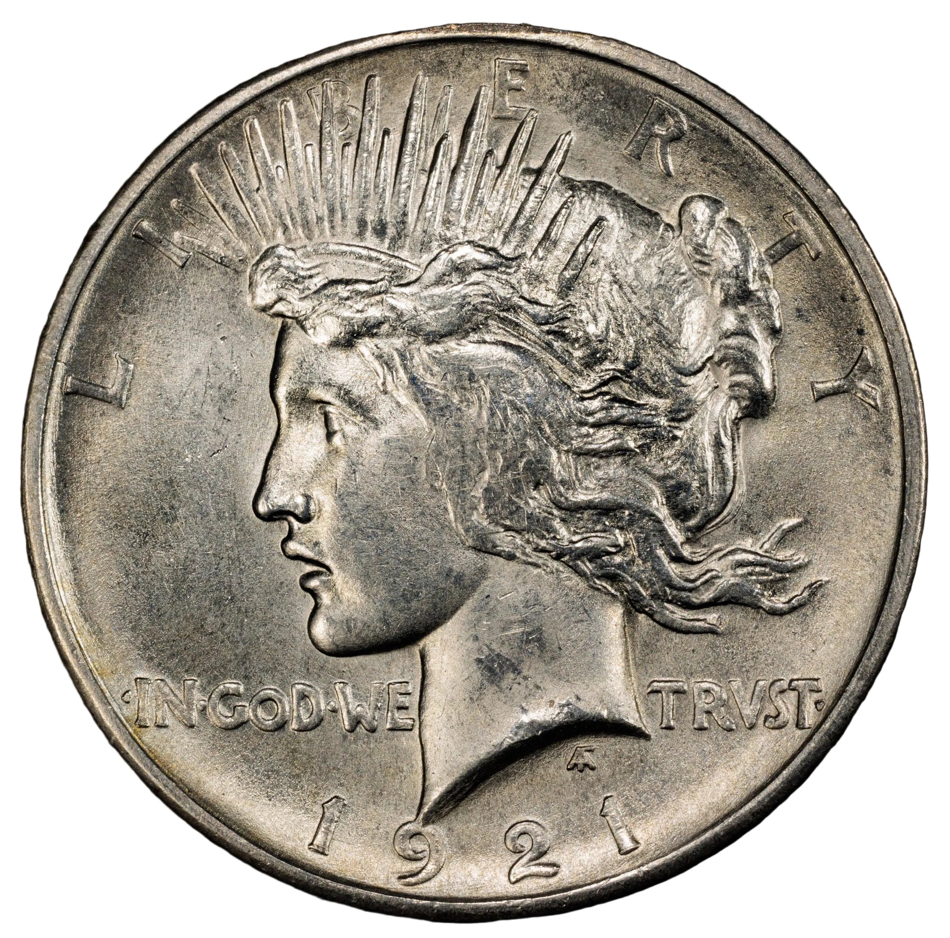 1921 Peace Silver Dollar -Choice Unc. Details - 1921 High Relief Peace Dollar Silver - Very High Grade, Key Date