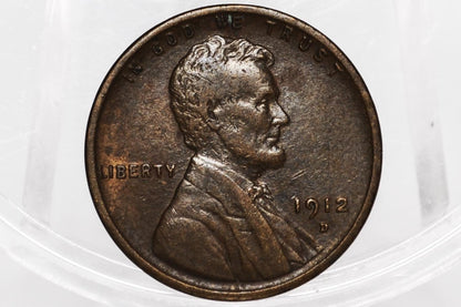 1912 P,D,S Wheat Penny - Choose by Mint and Grade - Lincoln Wheat Ear Cent - Semi Key Date - WWI Era Coin