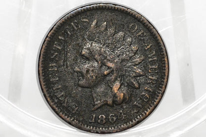 1864-L Indian Head Penny Bronze - Vg Details, Faint L - 1864 L Cent - Bronze Variety L