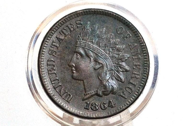 1864-L Indian Head Penny Bronze - Choice Au - 1864 L Cent - Bronze Variety, L - Incredible Coin, Stunning