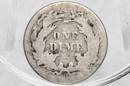 1877-CC Seated Liberty Dime - F/VF Details, Dented - Carson City Mint - 1877CC Silver Dime / 1877 Liberty Dime - Carson City Nevada