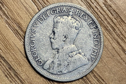 1921 Canadian Silver 10 Cent Coin - AU (About Uncirculated) Grade / Condition - King George V - Canada 10 Cent 80% Silver 1921, High Grade