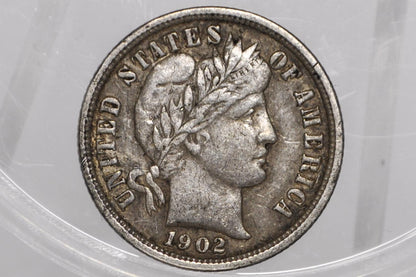 1902-O Barber Silver Dime - AU Details, Better Date! New Orleans Mint 1902 Dime