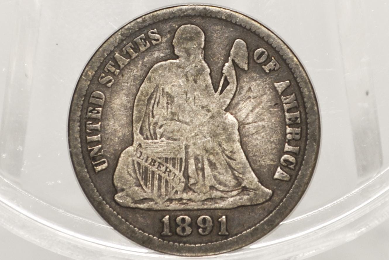 1891-S Seated Liberty Dime - VG Condition - 1891 S Silver Dime / 1891 Liberty Seated Dime - Lower Mintage Date -