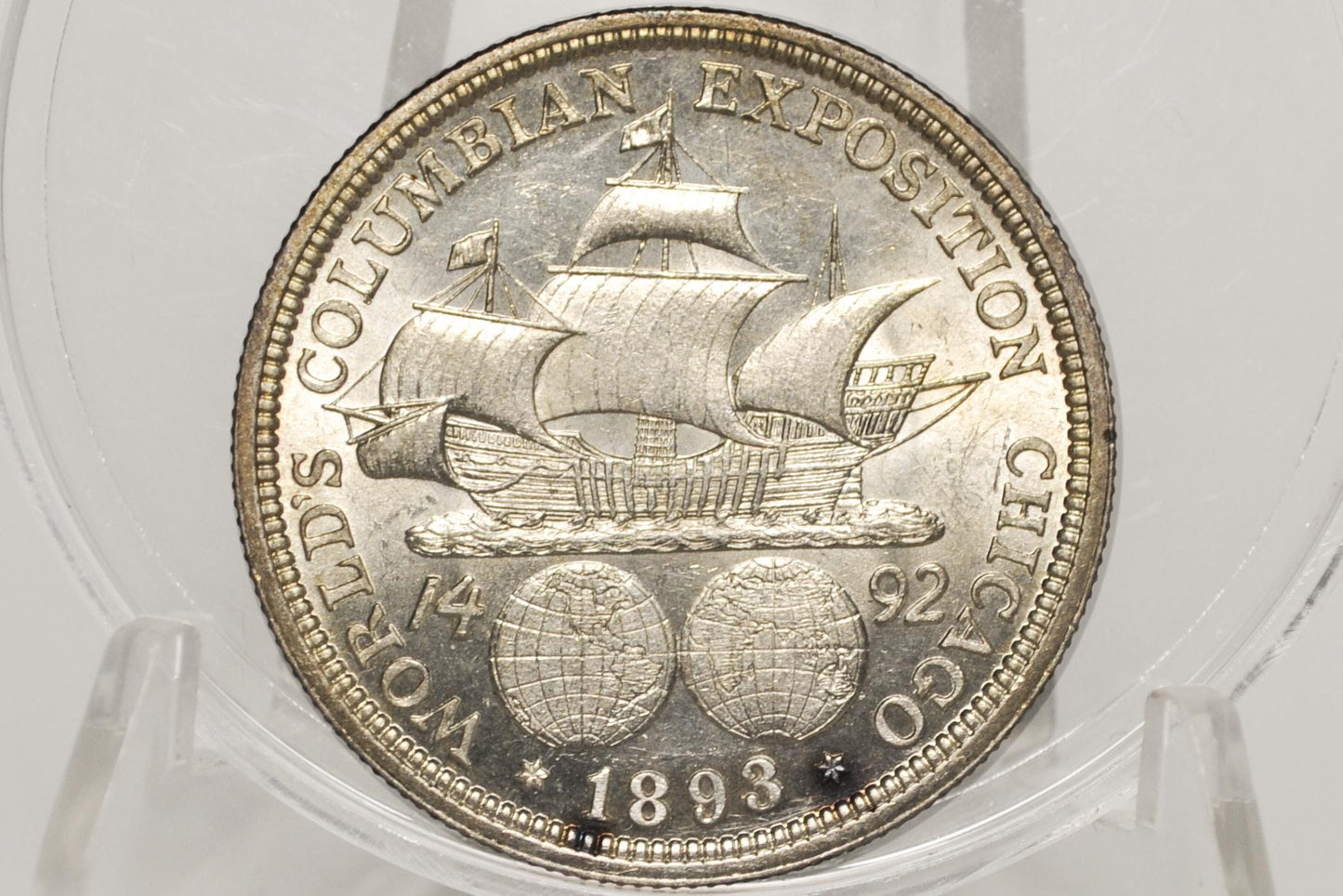 1893 Columbian Silver Commemorative Half Dollar - Chicago Worlds Fair Half Dollar 1893 World's Columbian Exposition Half Dollar 1892