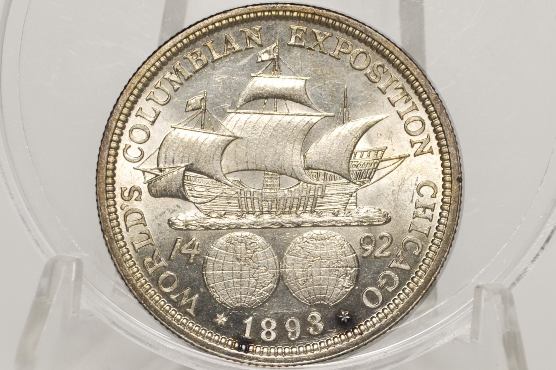 1893 Columbian Silver Commemorative Half Dollar - Chicago Worlds Fair Half Dollar 1893 World's Columbian Exposition Half Dollar 1892