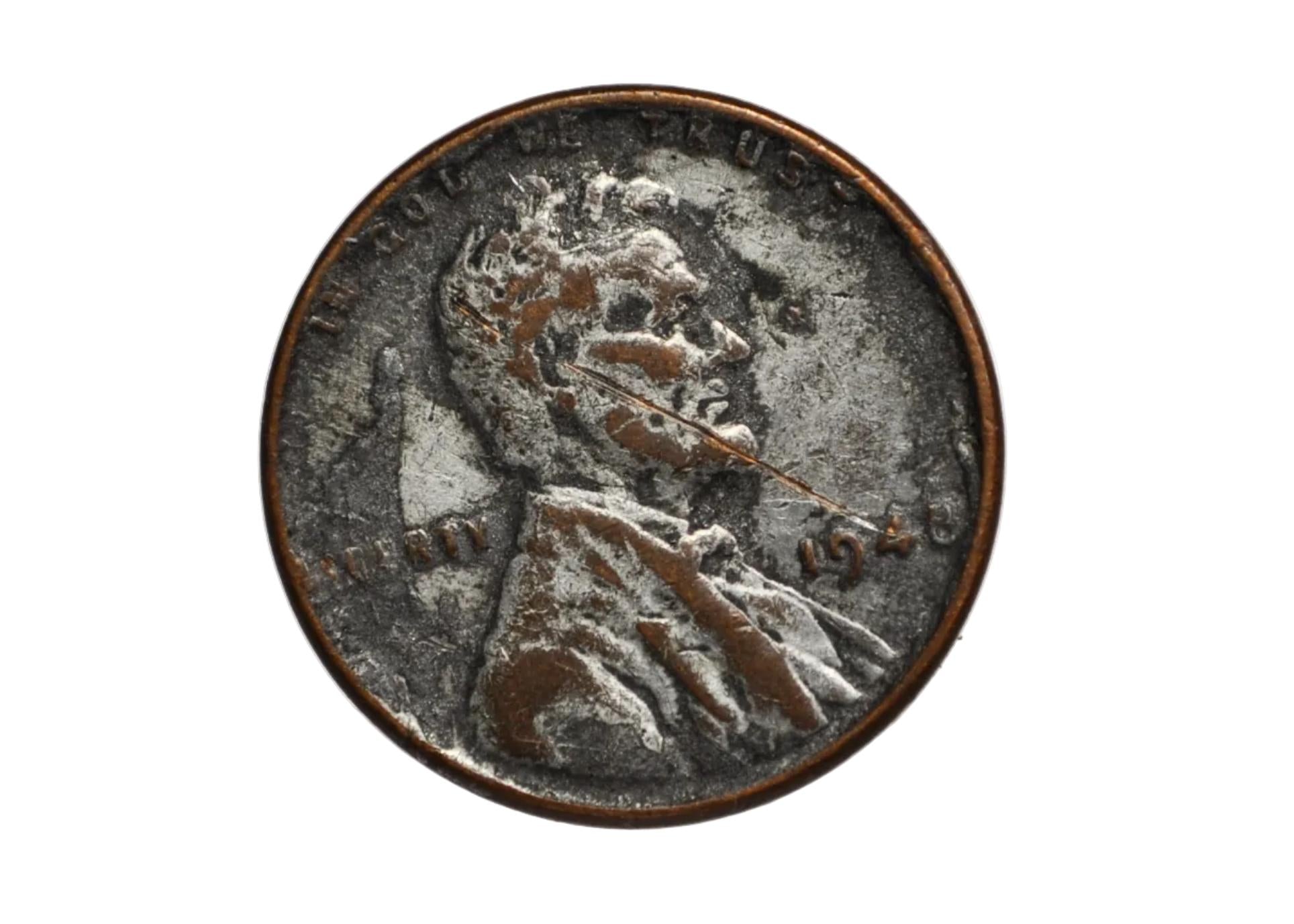 1948 Lincoln Wheat Penny Chemistry Experiment Plated Coin - Unique Lincoln Penny Science Experiment Obverse