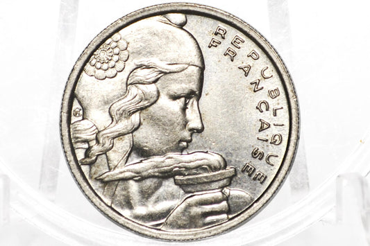 1958-B French 100 Francs Coin - UNC - Rarer Date - One Hundred Franc Coin 1958 France - French Coins
