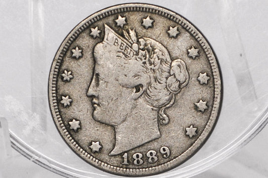 1889 V Nickel - AG-VG (About Good to Very Good) Grade - 1889 Liberty Head Nickel - Philadelphia Mint - Better Date - Nickel Collection