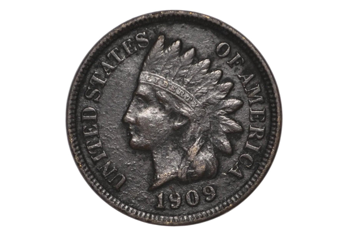 1909 Indian Head Penny Dark Natural Patina, Final Year of Issue, No Mint Mark - 1909 Indian Head Cent with Heavy Original Oxidation