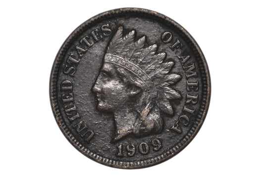 1909 Indian Head Penny Dark Natural Patina, Final Year of Issue, No Mint Mark - 1909 Indian Head Cent with Heavy Original Oxidation