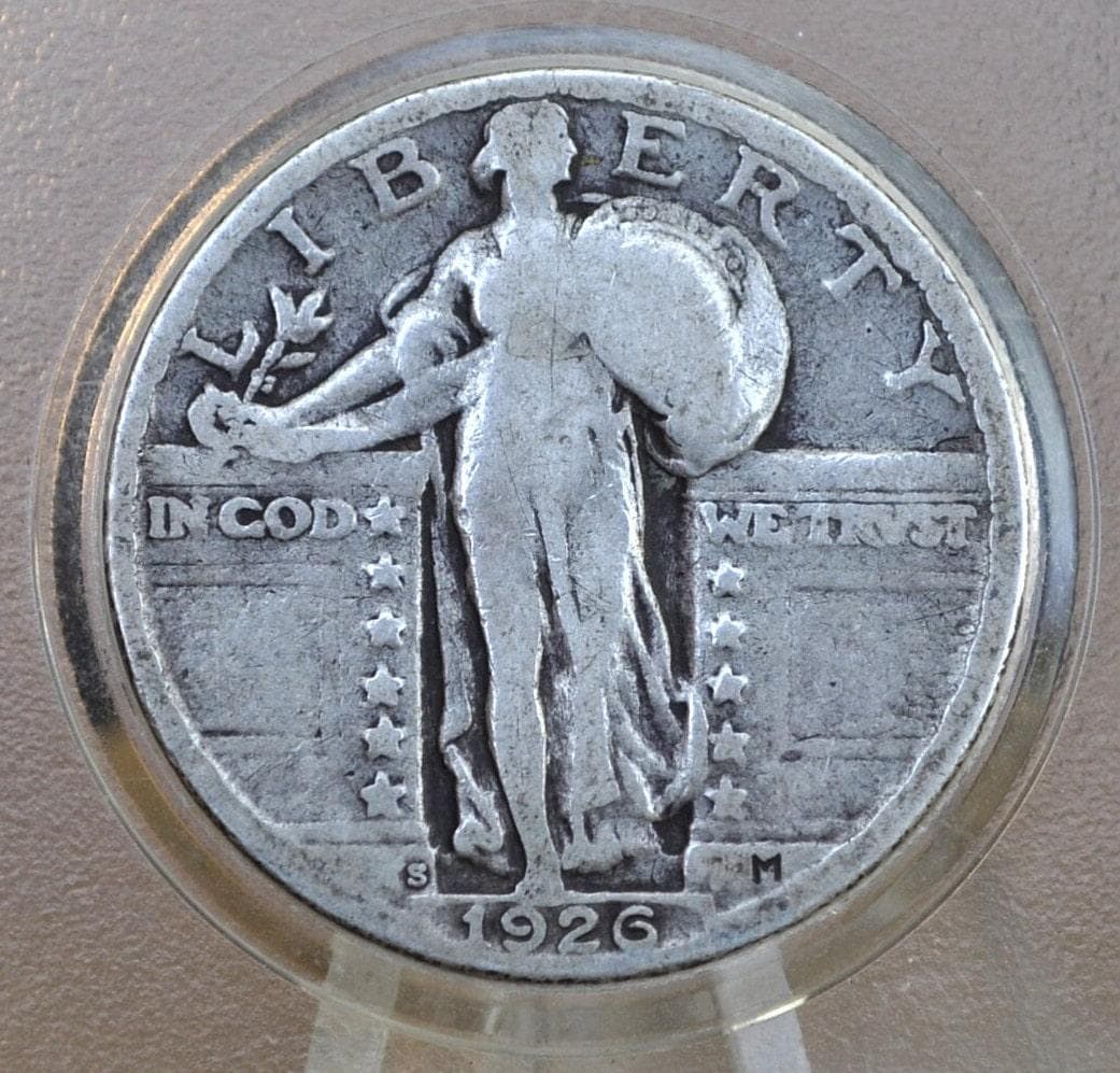 1926 Standing Liberty Silver Quarter - Very Good Grade / Condition - Quarter Collection - Liberty Standing 1926 P