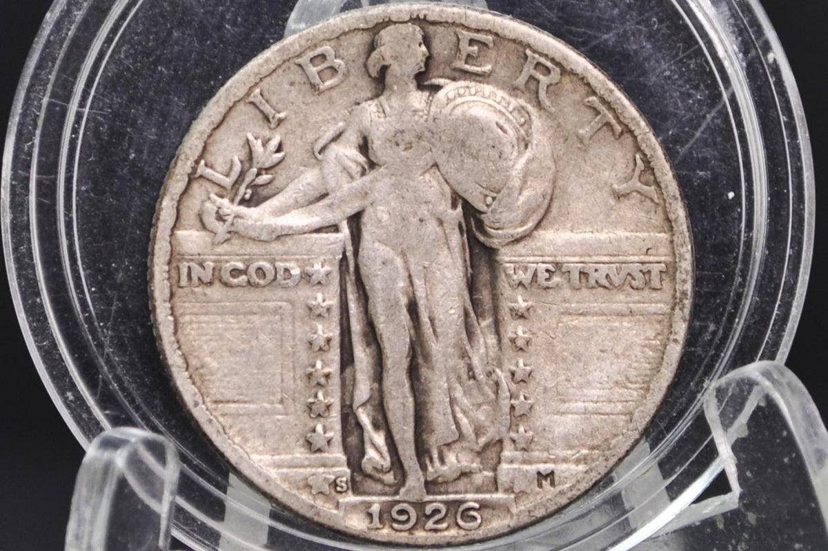 1926 Standing Liberty Silver Quarter - Very Good Grade / Condition - Quarter Collection - Liberty Standing 1926 P