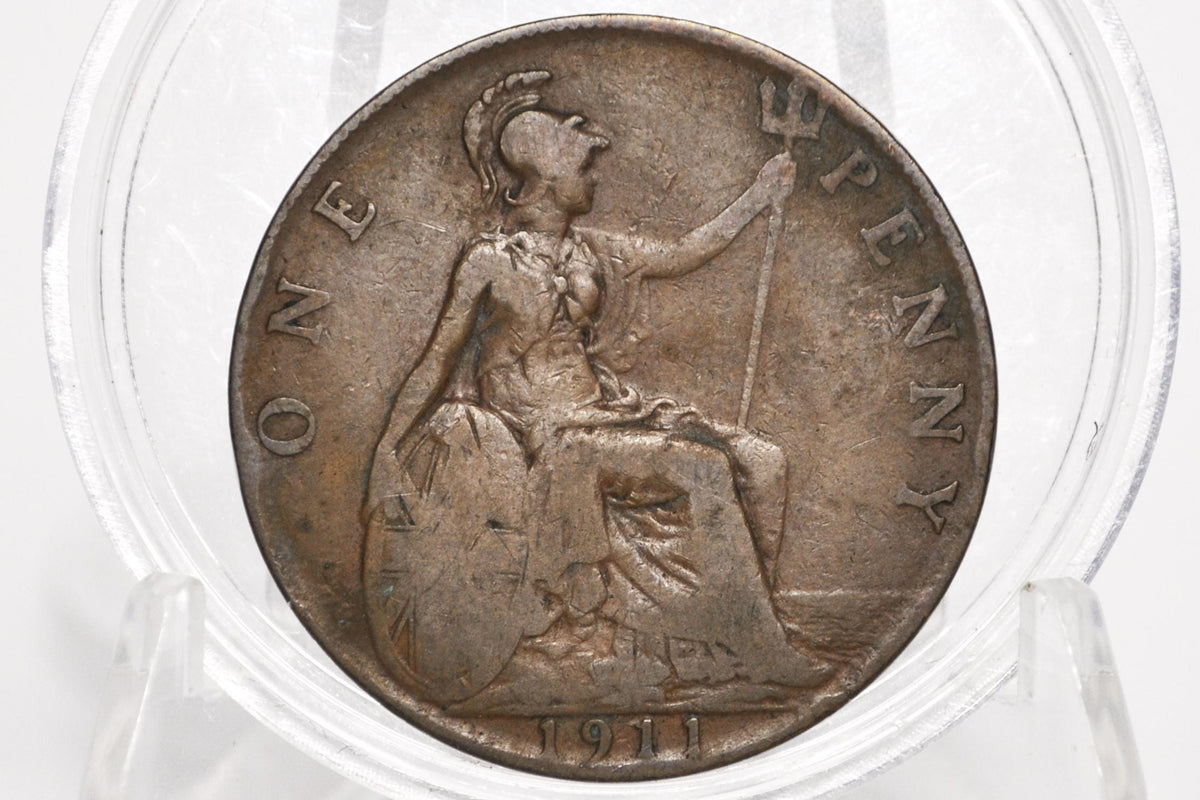1911 Great Britain One Penny - Choose by Grade / Coin - UK Penny 1911 - Higher Grades