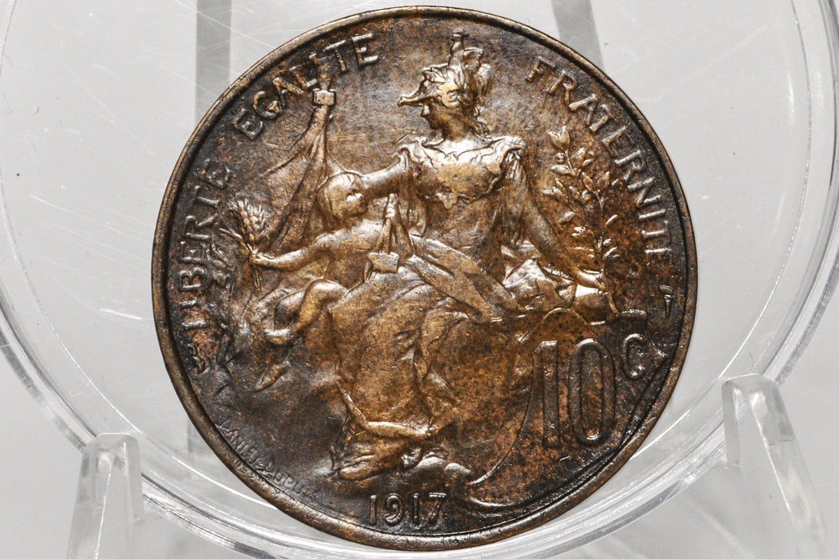 1917 France 10 Centimes - UNC Condition - Third Republic of France Coinage -