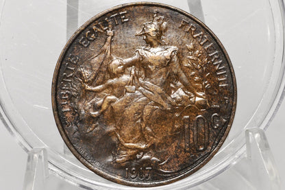 1917 France 10 Centimes - UNC Condition - Third Republic of France Coinage -