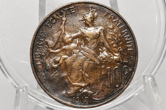 1917 France 10 Centimes - UNC Condition - Third Republic of France Coinage -
