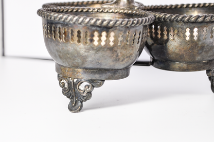 Antique Reed & Barton Silver Plated 3-Cup Candle Holder & Table Centerpiece - Victorian Reed & Barton Silver Caddy Gothic Taper Candle Holder
