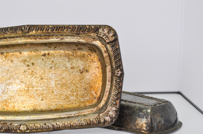 Vintage Herald Silverplate Covered Butter Dish, 'Heraldic' Pattern - Heraldic by Herald Silver Plated 2-Piece Lidded Butter Dish