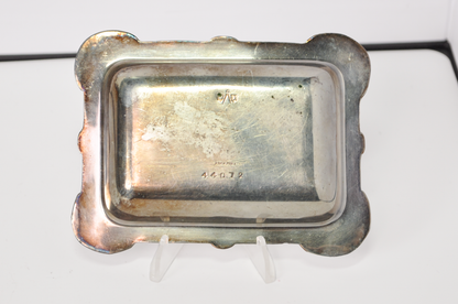 Vintage English Silver-Plated Lidded Butter Dish Mini Entree Numbered 44072 - Vintage Ornate English Silver-Plated Lidded Miniature Butter Dish