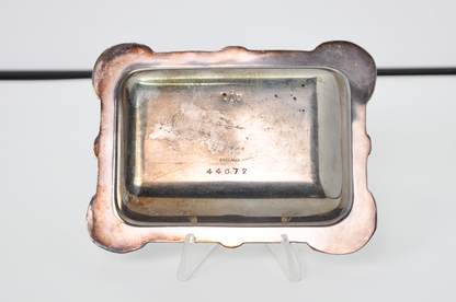 Vintage English Silver-Plated Lidded Butter Dish Mini Entree Numbered 44072 - Vintage Ornate English Silver-Plated Lidded Miniature Butter Dish