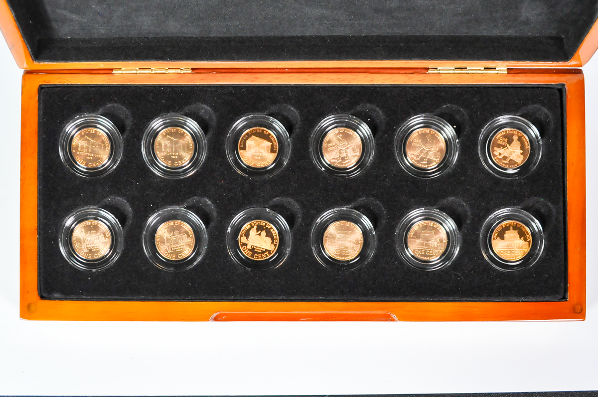 2009 Lincoln Bicentennial 12-Coin Master Set - 2009 Lincoln Bicentennial Penny Master Set 12 Coins P D S Satin Finish Wood Box