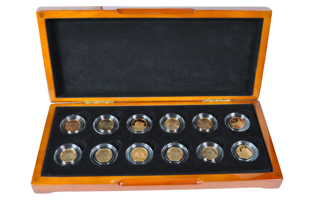 2009 Lincoln Bicentennial 12-Coin Master Set - 2009 Lincoln Bicentennial Penny Master Set 12 Coins P D S Satin Finish Wood Box