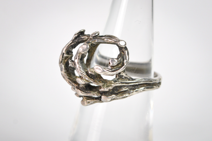 Sterling Silver Openwork Twig Statement Ring Size 5.75 - Vintage Brutalist Sterling Silver Branch Ring Size 5.75
