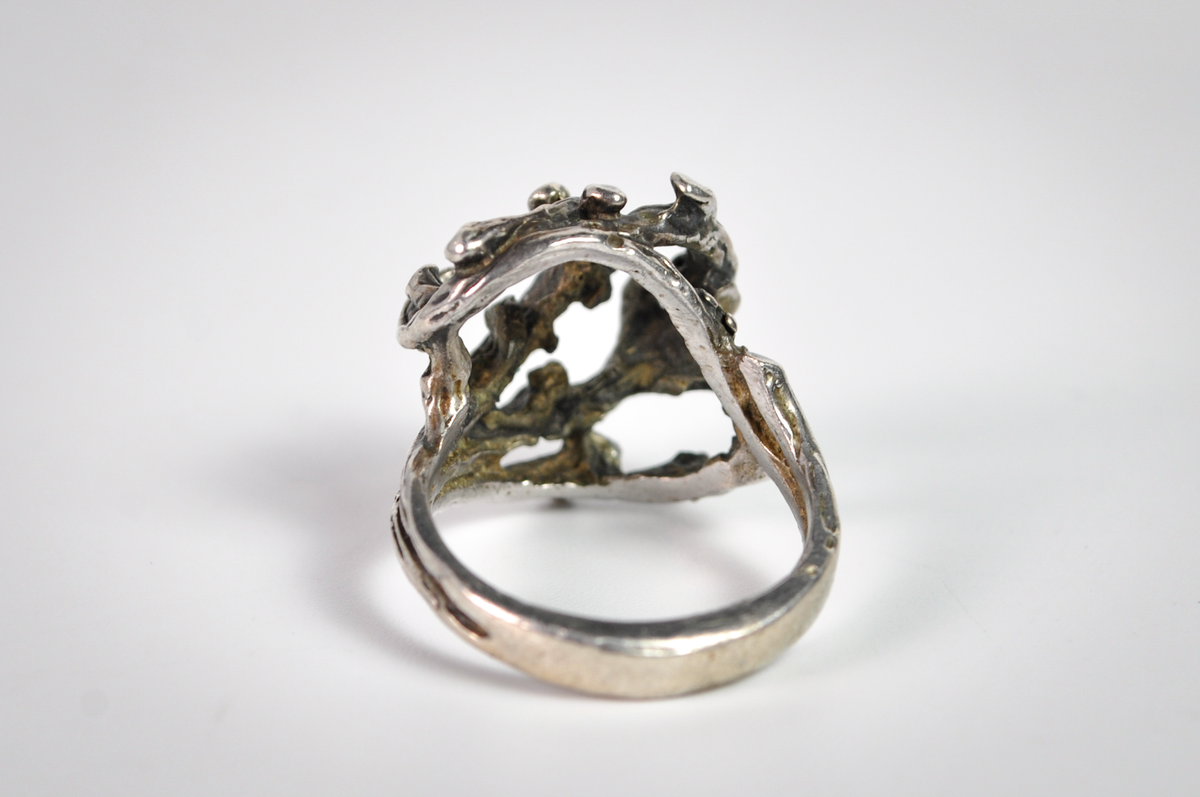 Sterling Silver Openwork Twig Statement Ring Size 5.75 - Vintage Brutalist Sterling Silver Branch Ring Size 5.75