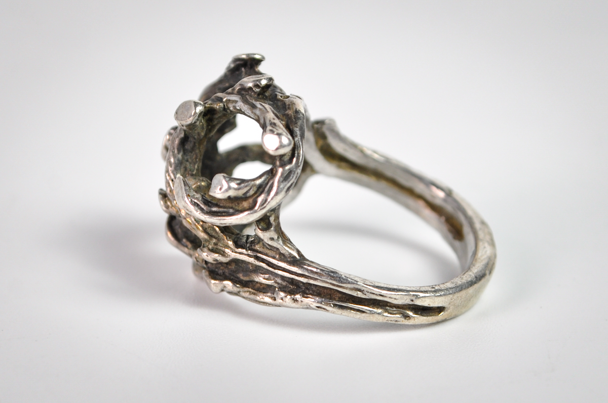 Sterling Silver Openwork Twig Statement Ring Size 5.75 - Vintage Brutalist Sterling Silver Branch Ring Size 5.75
