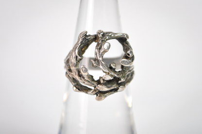 Sterling Silver Openwork Twig Statement Ring Size 5.75 - Vintage Brutalist Sterling Silver Branch Ring Size 5.75