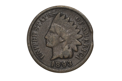 1893 United States Indian Head Cent Minor Straight Clipped Planchet Error - US 1893 Indian Head Cent Minor Error Planchet Clip